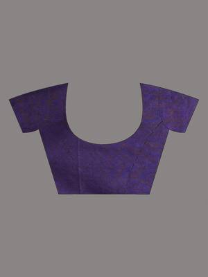 Elegant purple cotton saree with sequin embellishments and pom pom 4