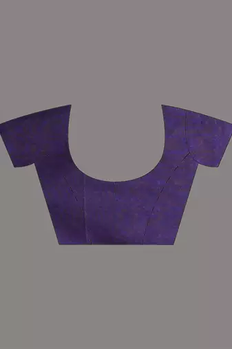 Elegant purple cotton saree with sequin embellishments and pom pom