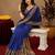 Blue soft silk blend banarasi jacuard work pethani saree with unstitched blouse piece