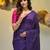 Elegant purple cotton saree with sequin embellishments and pom pom