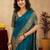 Teal blue soft silk blend banarasi jacuard work pethani saree with unstitched blouse piece