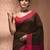 Elegant brown and pink cotton saree with pom pom and sequins