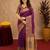 Purple soft silk blend banarasi jacuard work pethani saree with unstitched blouse piece