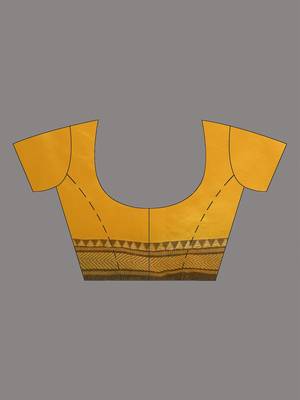 Yellow cotton handspun soft saree with texture borders 4