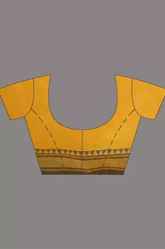 Yellow cotton handspun soft saree with texture borders