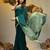 Teal cotton handspun soft saree with texture borders