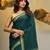 Teal cotton handspun soft saree with texture borders