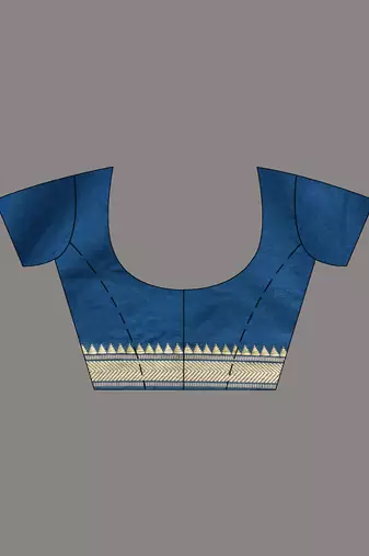 Sapphire blue cotton handspun soft saree with texture borders