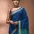 Sapphire blue cotton handspun soft saree with texture borders