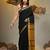 Black cotton handspun soft saree with texture borders