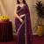 Wine soft shimmer chiffon embroidery work saree with unstitched blouse piece