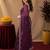 Wine soft shimmer chiffon embroidery work saree with unstitched blouse piece