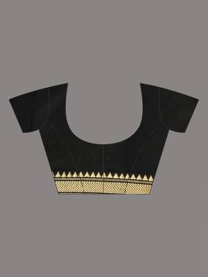 Black cotton handspun soft saree with texture borders 4