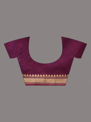 Purple cotton handspun soft saree with texture borders 4
