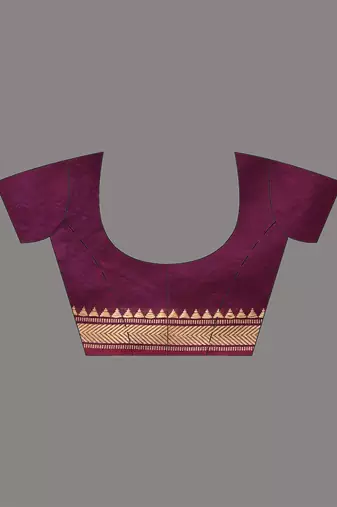 Purple cotton handspun soft saree with texture borders