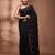 Black cotton soft saree with pompom