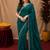 Bottle green soft shimmer chiffon embroidery work saree with unstitched blouse piece