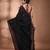 Black cotton soft saree with pompom
