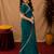 Bottle green soft shimmer chiffon embroidery work saree with unstitched blouse piece
