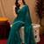 Bottle green soft shimmer chiffon embroidery work saree with unstitched blouse piece