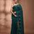 Teal cotton soft saree with pompom