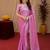 Baby pink soft shimmer chiffon embroidery work saree with unstitched blouse piece