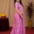 Baby pink soft shimmer chiffon embroidery work saree with unstitched blouse piece