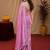 Baby pink soft shimmer chiffon embroidery work saree with unstitched blouse piece
