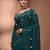 Teal cotton soft saree with pompom