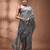 Grey cotton soft saree with pompom