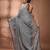 Grey cotton soft saree with pompom