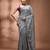 Grey cotton soft saree with pompom