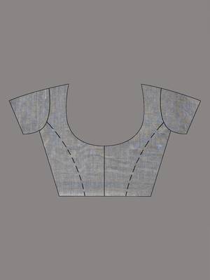 Grey cotton soft saree with pompom 4