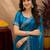 Turquoise soft shimmer chiffon embroidery work saree with unstitched blouse piece