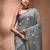 Grey cotton soft saree with pompom