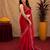 Red soft shimmer chiffon embroidery work saree with unstitched blouse piece