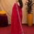 Red soft shimmer chiffon embroidery work saree with unstitched blouse piece