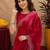 Red soft shimmer chiffon embroidery work saree with unstitched blouse piece