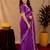 Purple soft shimmer chiffon embroidery work saree with unstitched blouse piece