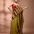 Corn yellow cotton soft saree with stripe pattern