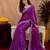 Purple soft shimmer chiffon embroidery work saree with unstitched blouse piece
