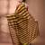 Corn yellow cotton soft saree with stripe pattern