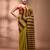 Corn yellow cotton soft saree with stripe pattern