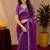 Purple soft shimmer chiffon embroidery work saree with unstitched blouse piece