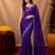 Plum soft shimmer chiffon embroidery work saree with unstitched blouse piece