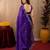 Plum soft shimmer chiffon embroidery work saree with unstitched blouse piece