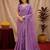 Lavender soft shimmer chiffon embroidery work saree with unstitched blouse piece