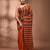 Orange cotton soft saree with stripe pattern