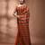 Orange cotton soft saree with stripe pattern