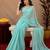 Sky blue soft shimmer chiffon embroidery work saree with unstitched blouse piece
